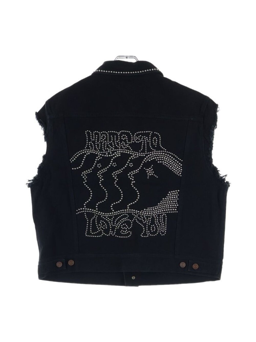 Celine Studded Decoration Cutoff Denim Vest Black